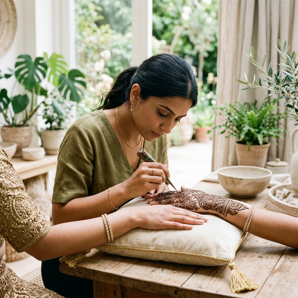Aarti Changani applying luxury henna in Dubai